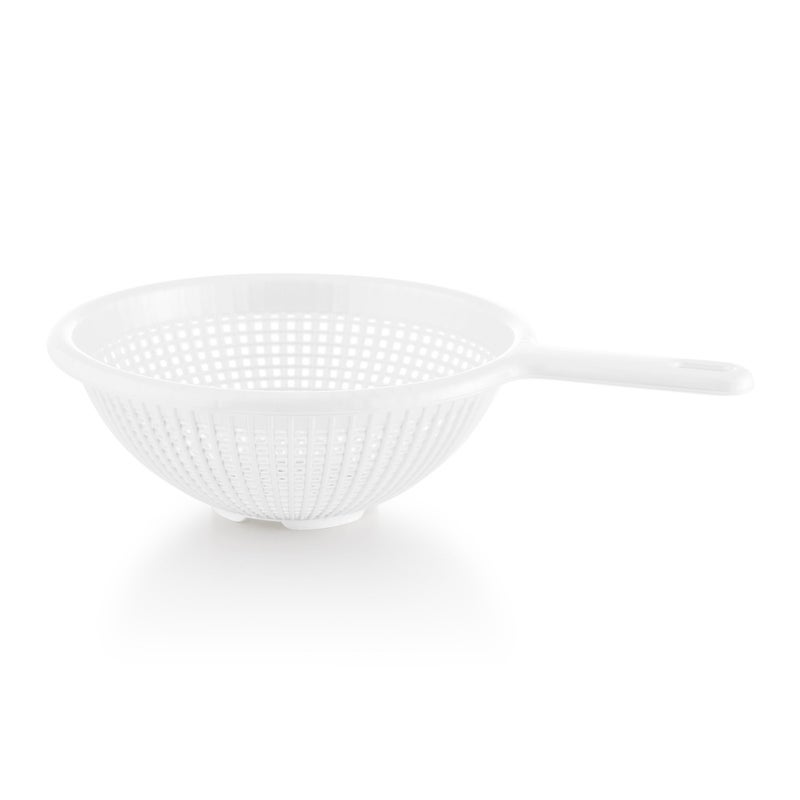 YBM Home 8.5 Inch Deep Plastic Strainer Colander with Long Handle â€“ Made of Food Safe BPA-Free Plastic - Durable and Dishwasher Safe - Use for Pasta, Noodles, Spaghetti, Vegetables and More (1, White) - Image 1